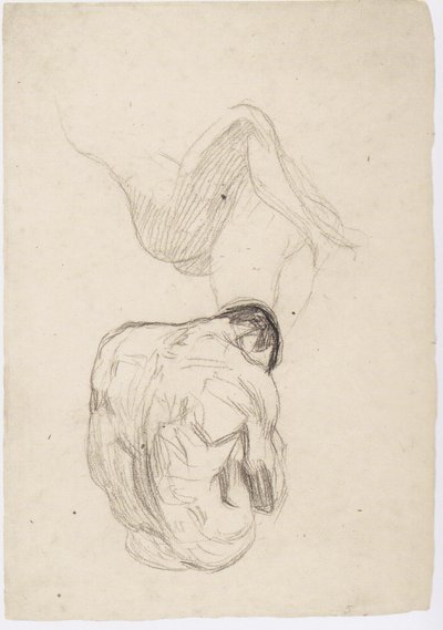Detail Study of an Embracing Couple, Seated Male Nude from Behind by Gustav Klimt